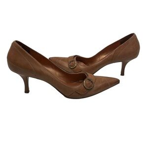 Gabriella Rocha Nude Pointed Toe Leather Kitten Heels Size 41 Women’s